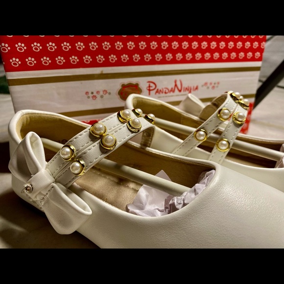 PANDANINJIA Girl's Toddler/Little Kid Cheryl Bow Princess Flower Ballerina Flats - Picture 4 of 8